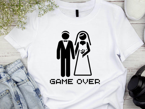 Funny Groom Shirt – Game Over Wedding T-Shirt – Bachelor Party Tee for Men – Just Married Gift – Husband Shirt – Wedding Humor