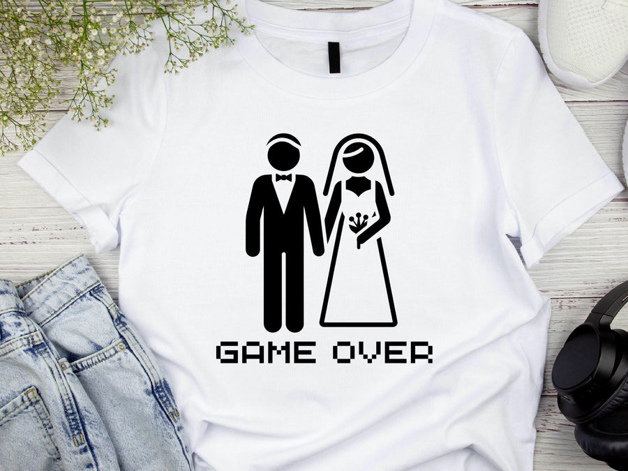 Funny Groom Shirt – Game Over Wedding T-Shirt – Bachelor Party Tee for Men – Just Married Gift – Husband Shirt – Wedding