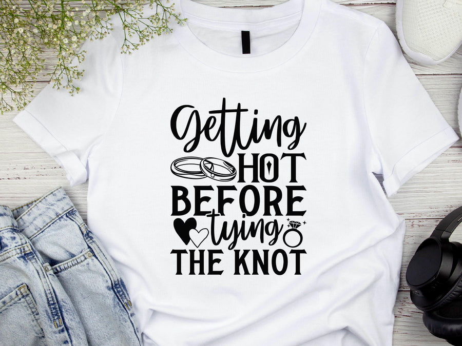 Bride Getting Hot Before Tying the Knot T-Shirt – Funny Bachelorette Party Tee – Bride Workout Shirt – Wedding Gym Outfi