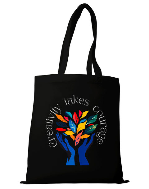Artistic "Creativity Takes Courage" Canvas Tote Bag
