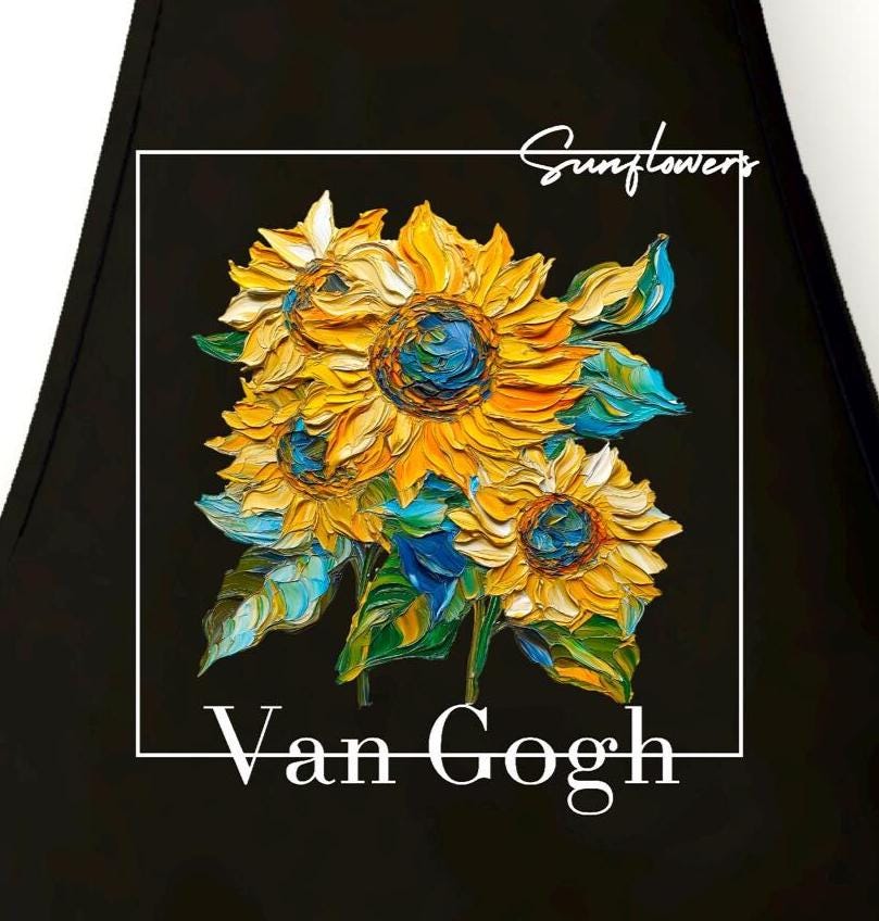 Van Gogh Sunflowers Apron | Artist Painting Apron | Sunflowers Kitchen Apron | Gift for Artists and Painters | Van Gogh
