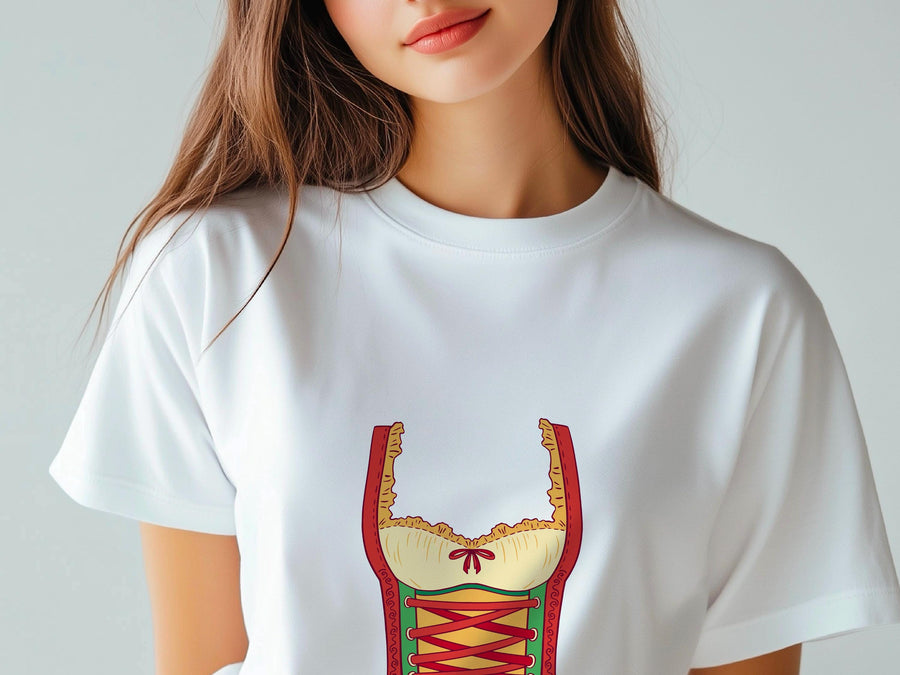 Oktoberfest Woman Costume T-Shirt, Bavarian Dirndl Style Tee, German Beer Festival Shirt, Funny Prost Shirt, Munich Part