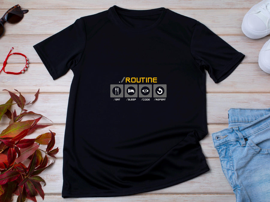 Developer Routine Shirt, Eat Sleep Code Repeat Tee, Funny Programmer T-Shirt, Software Engineer Gift, Coding Unisex Shir