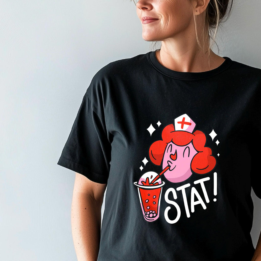 Funny Nurse Shirt, Boba Tea Lover Tee, Bubble Tea Gift T-Shirt for Nurses, Cute Medical Worker Tee, Nursing Life Shirt