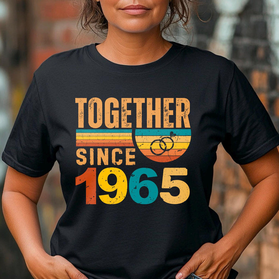 Matching Couple Tee, Husband Wife Unisex Shirt, Est 1965 Love Gift, Rings Together Since 1965 Shirt – 60th Anniversary T