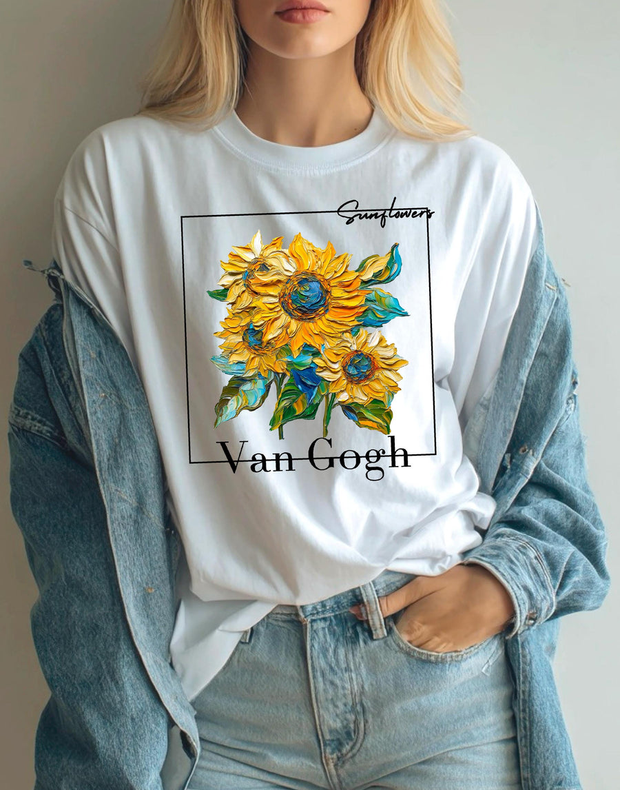 Van Gogh Sunflowers T‑Shirt – Vintage Sunflowers Art Tee for Men & Women, Vincent Van Gogh Painting Shirt