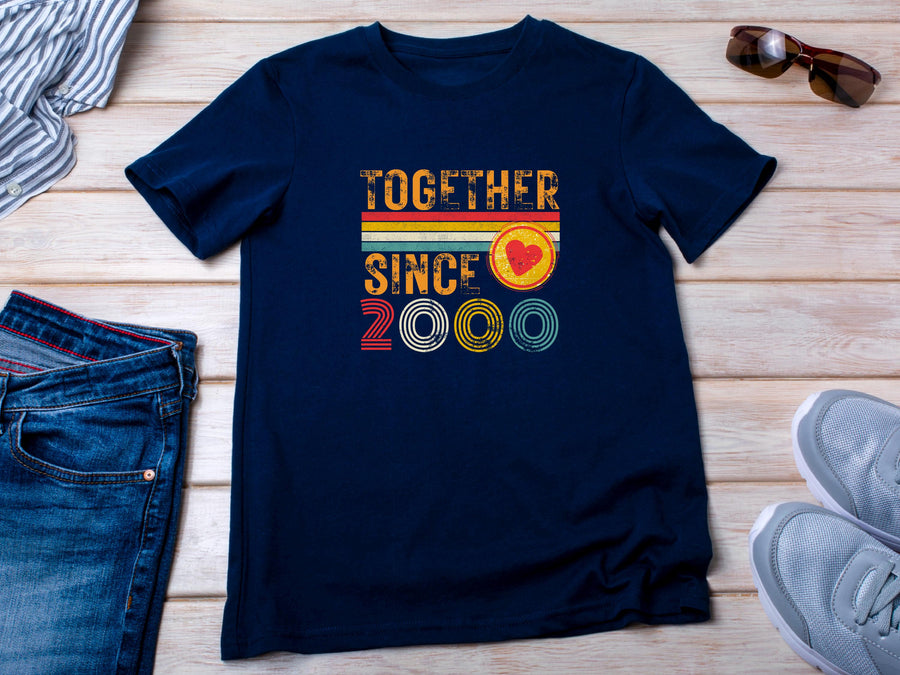 Custom Year 2000 Together Since T-Shirt, Retro Love Shirt, Couple Anniversary Gift, Husband Wife Matching Tee, Valentin