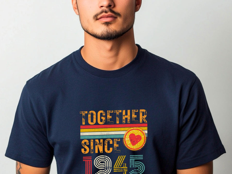 Together Since 1945 T-Shirt – Custom Anniversary Gift for Couple – Husband Wife Matching Shirt – Personalized Newlywed T