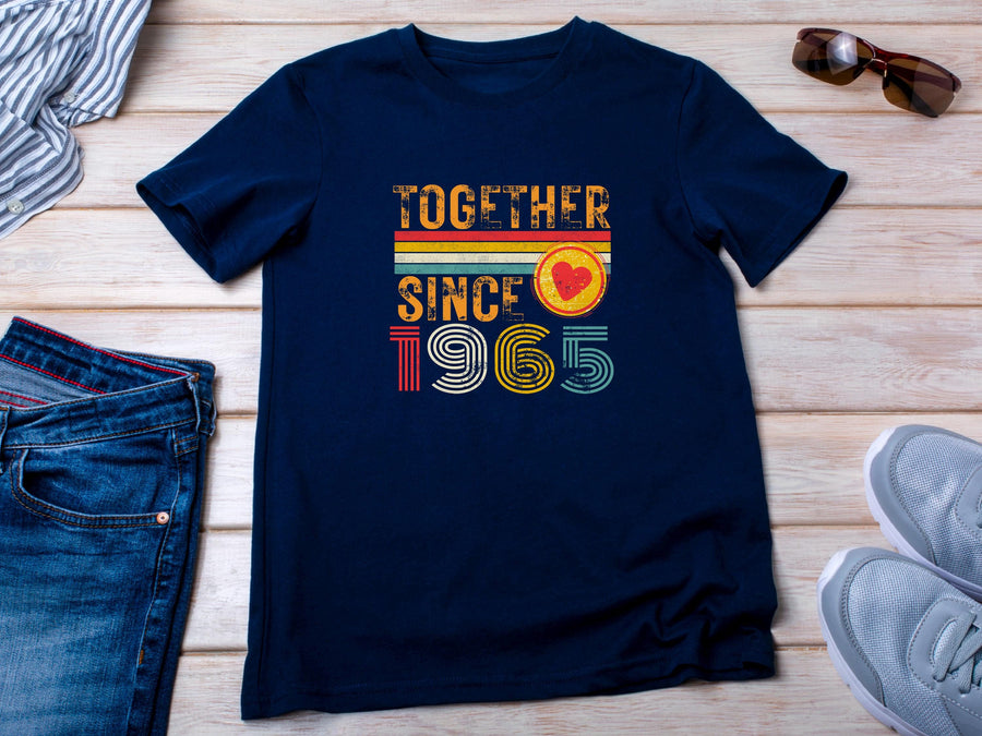 60th Anniversary Couple Shirt, Together Since 1965 Tee, Matching Husband Wife Gift, Est. 1965 Love Rings T-Shirt