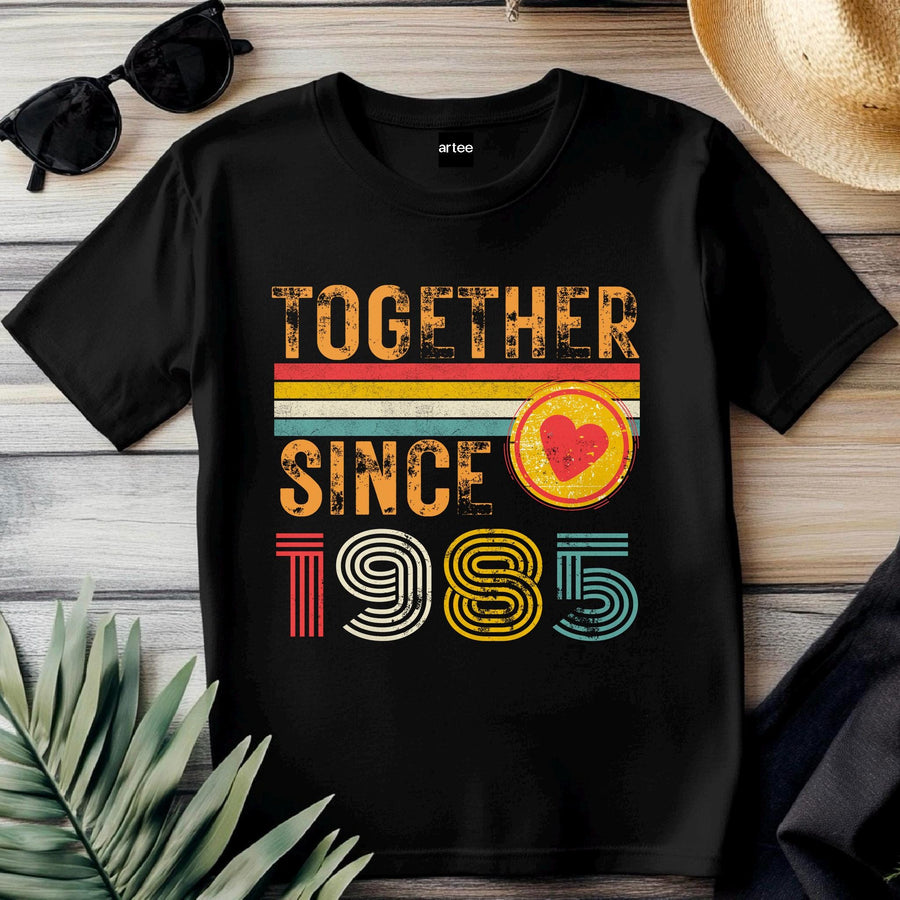Anniversary Shirt for Couple Est. 1985, Matching Wifey & Hubby Tees, Custom Husband and Wife Gift, 40th Anniversary T-Sh