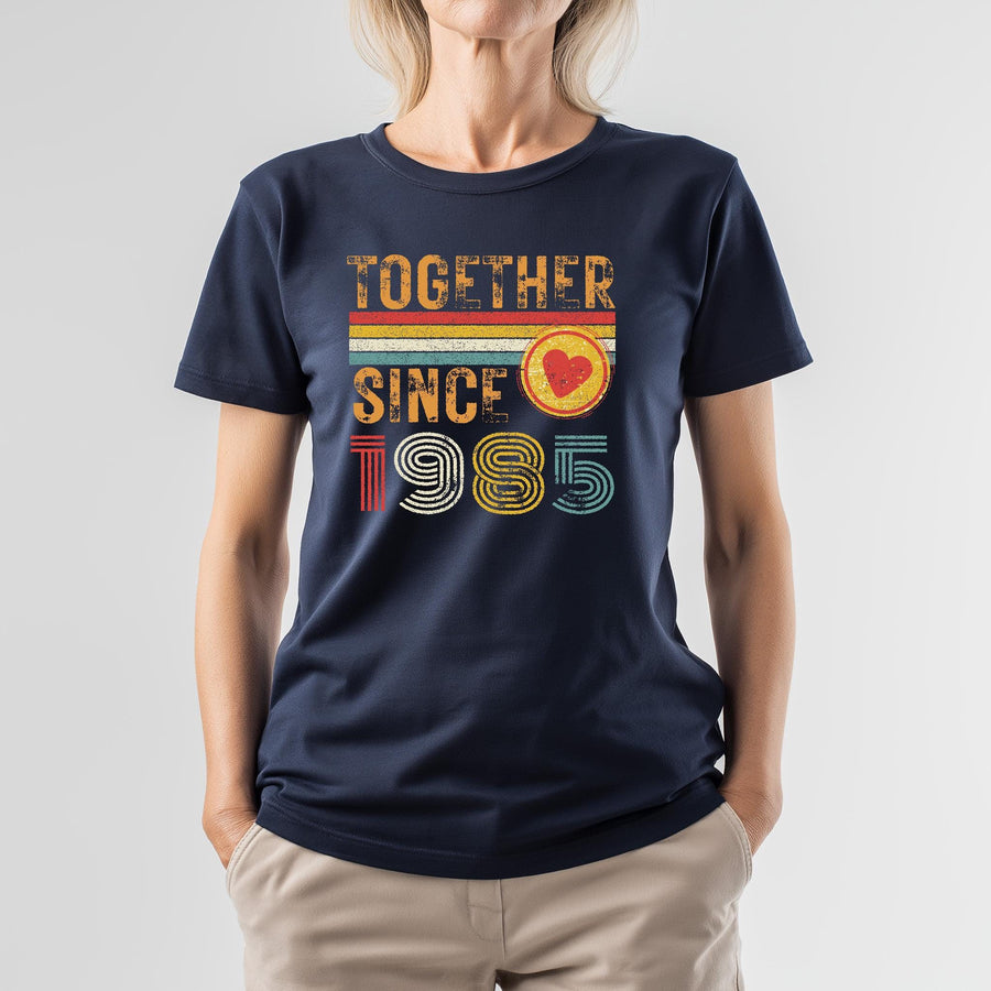 Anniversary Shirt for Couple Est. 1985, Matching Wifey & Hubby Tees, Custom Husband and Wife Gift, 40th Anniversary T-Sh