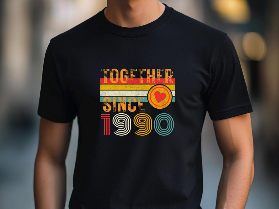 35th Anniversary Shirt, Est. 1990 Matching Couple Tees, Wifey & Hubby Gift, Married Since 1990 Custom Husband and Wife T