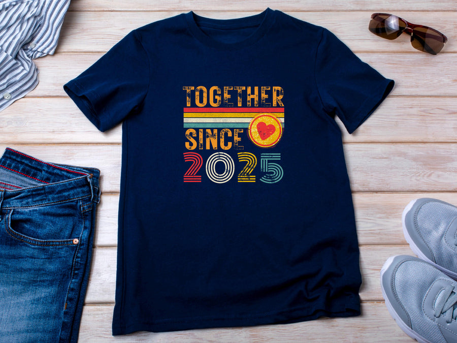 Together Since 2025 Shirt – Matching Couple T-Shirt with Heart, Anniversary Gift, New Relationship Shirt, Valentine'