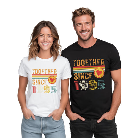 Together Since 1995 Shirt, Custom Year Couple Shirts, Matching Couple Tee, Anniversary Gift for Husband Wife