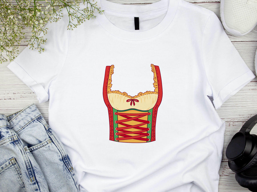 Oktoberfest Woman Costume T-Shirt, Bavarian Dirndl Style Tee, German Beer Festival Shirt, Funny Prost Shirt, Munich Part