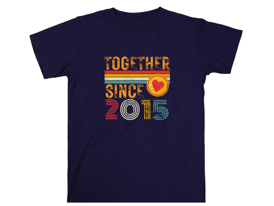 Together Since 2015 Heart T-Shirt – Matching Couple Shirt – Anniversary Gift for Him and Her – Husband Wife Unisex Love