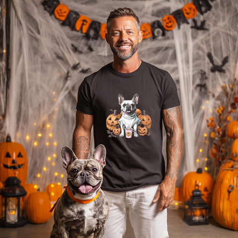 Halloween T-Shirt French Bulldog Dog Halloween Shirt Pumpkin Bat Design Spooky Season Tee For Men Women & Kids