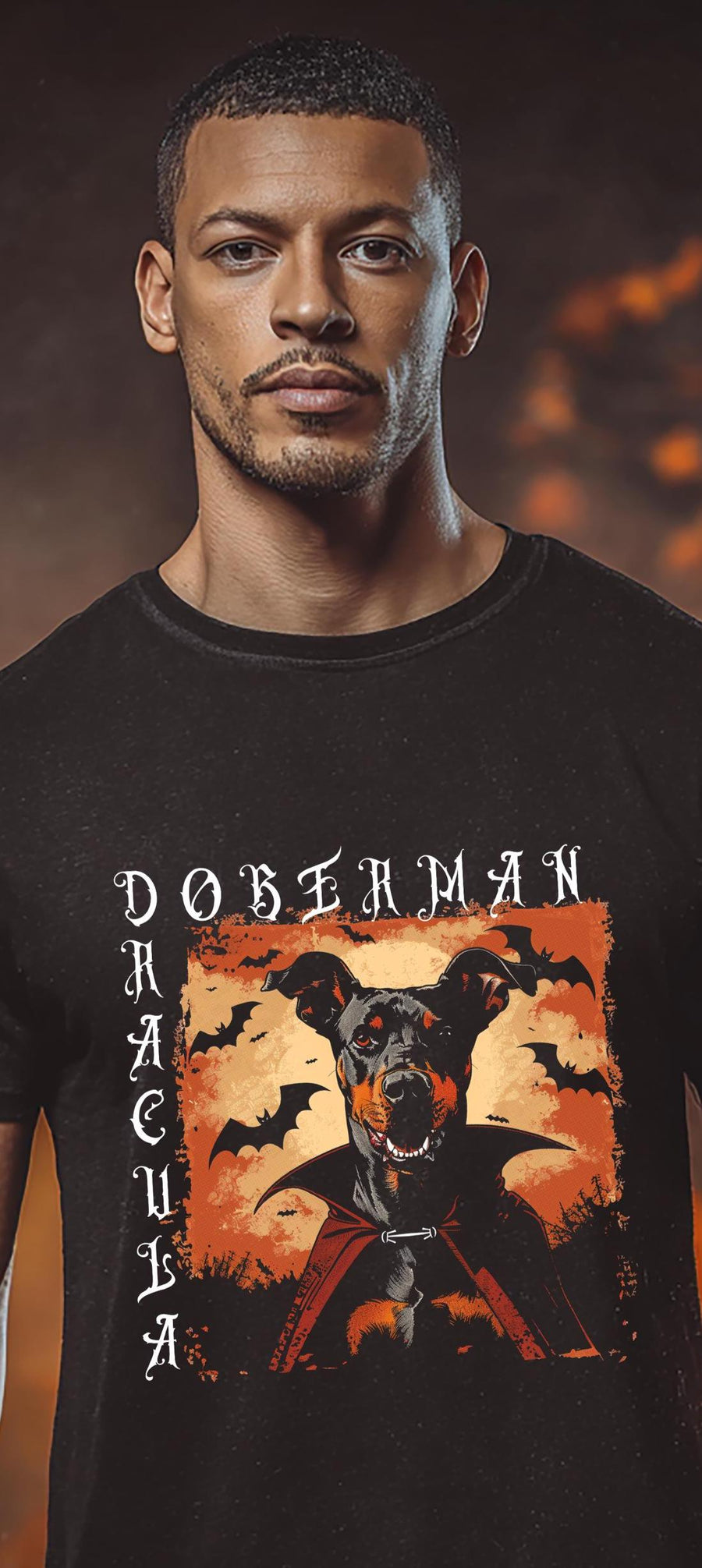 Halloween T-Shirt Doberman Dracula Dog Halloween Shirt Vampire Spooky Season Tee For Men Women & Kids