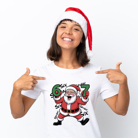 Funny Christmas Six Seven Meme T Shirt | Festive Holiday Cartoon Tee | Humorous Xmas Gift For Men Women Kids | Christmas Party Top