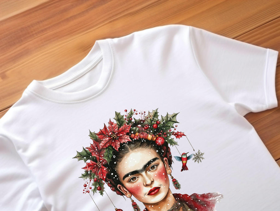 Frida Kahlo Christmas Shirt – Festive Frida T-Shirt, Feminist Holiday Tee, Latina Power Gift, Strong Women Xmas Top, Mex