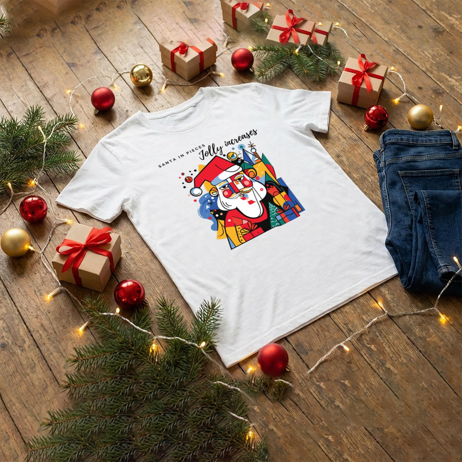 Santa in Pieces Christmas Shirt – Surreal Picasso Style Xmas Tee, Abstract Art Christmas Shirt, Cute Merry Christmas Gif