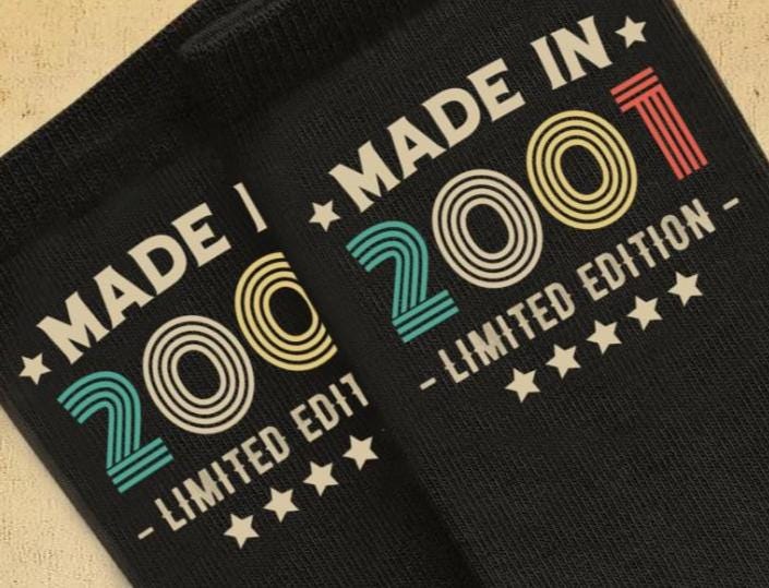 25th Birthday Socks | Limited Edition Made In 2001 Gift
