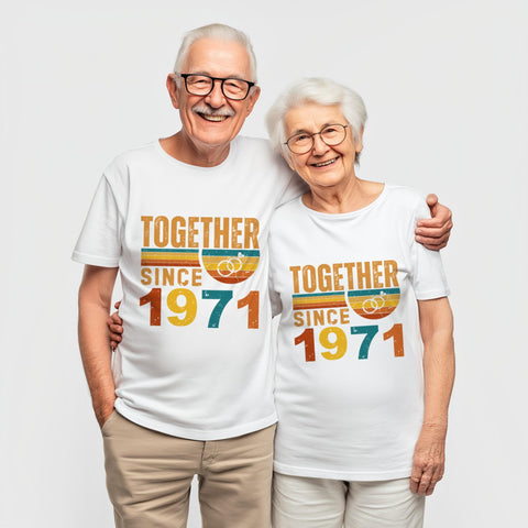 55th Anniversary Couple Shirts, Emerald Wedding Gift, Married Since 1971