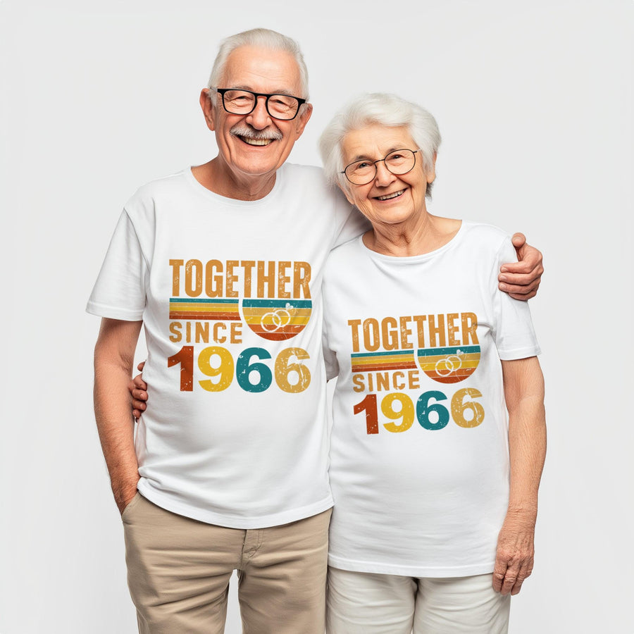 60th Anniversary Matching Couple T-Shirts, Diamond Wedding Gift, Since 1966