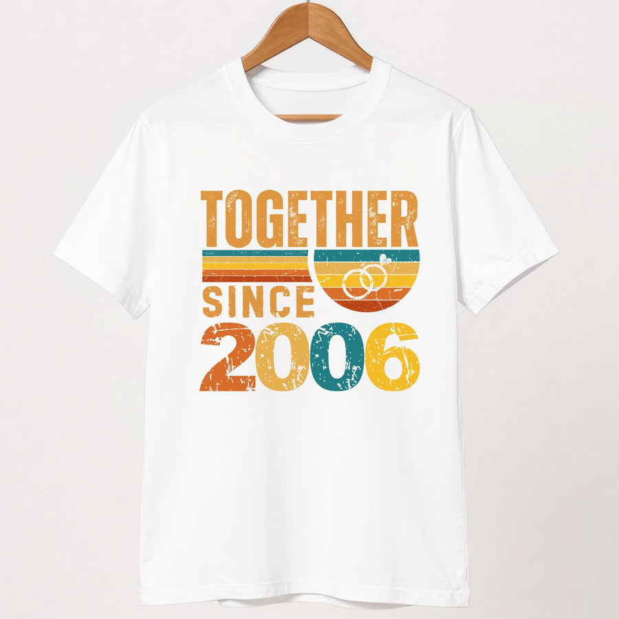20th Anniversary Matching Couple T-Shirts, Vintage Married Since 2006