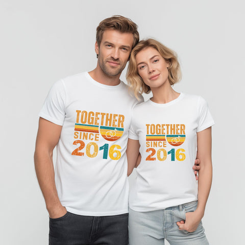 10th Anniversary Matching Couple Shirts, Together Since 2016