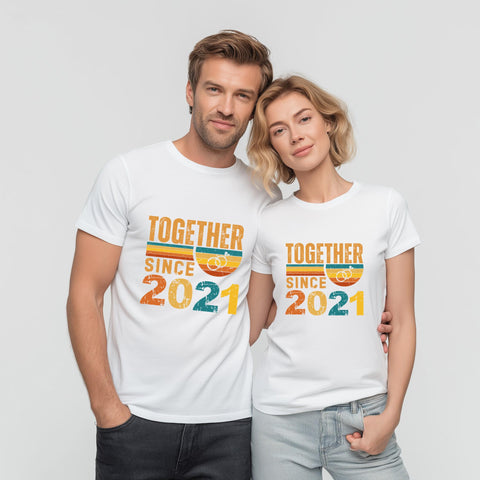 5th Anniversary Matching Couple Shirts, Married Since 2021