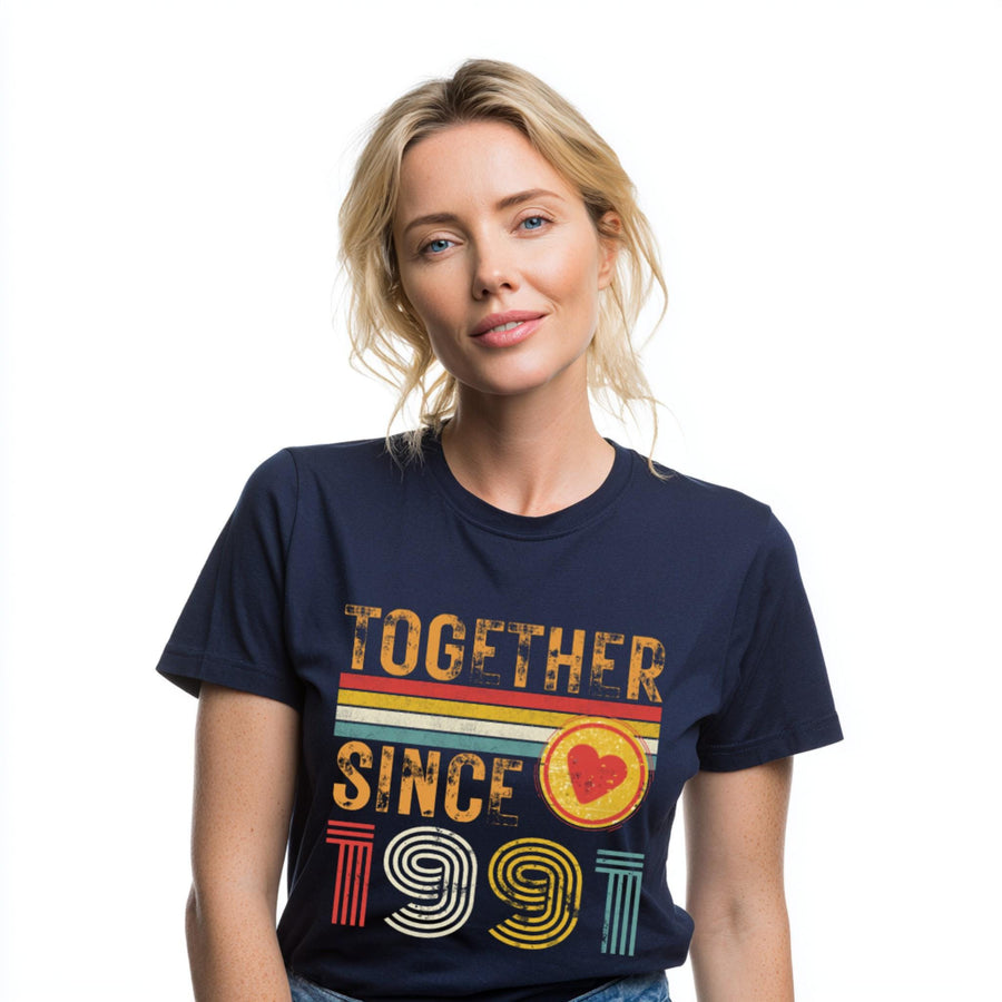 35th Anniversary Matching T-Shirts, Coral Anniversary Gift, Married Since 1991