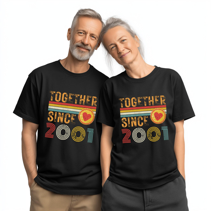 25th Anniversary Couple T-Shirts, Married Since 2001, Silver Anniversary Gift