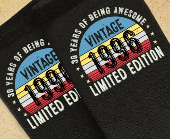 30th Birthday Socks: Vintage 1996 Limited Edition Gift