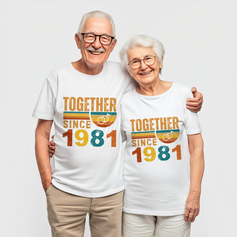 45th Anniversary Matching Couple T-Shirts, Sapphire Wedding Gift