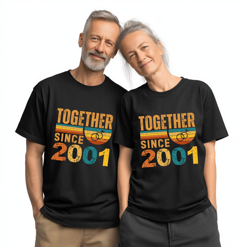 25th Anniversary Matching Couple Shirts, Married Since 2001