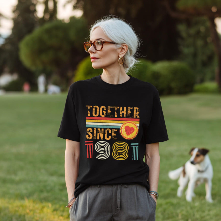 45th Anniversary Matching Couple T-Shirts, Established 1981, Sapphire Anniversary Gift