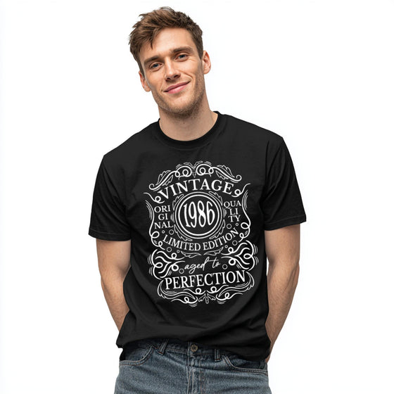 Vintage 1986 - 40th Birthday T-Shirt, Original Quality Limited Edition, Aged to Perfection, Funny 40th Gift for Dad, 40th Gifts for Men