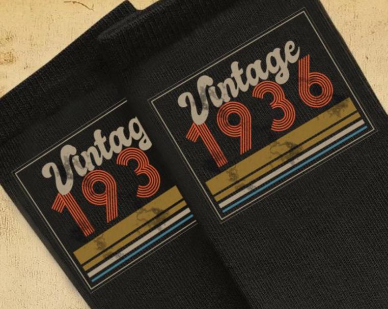 Vintage 1936 Socks | Funny 90th Birthday Gift for Men and Women