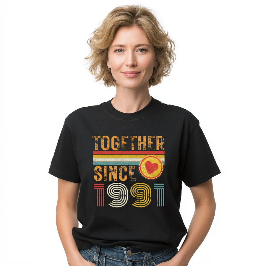 35th Anniversary Matching T-Shirts, Coral Anniversary Gift, Married Since 1991