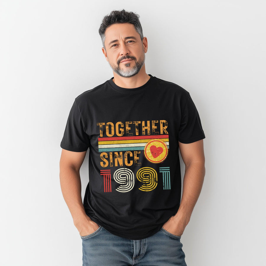 35th Anniversary Matching T-Shirts, Coral Anniversary Gift, Married Since 1991