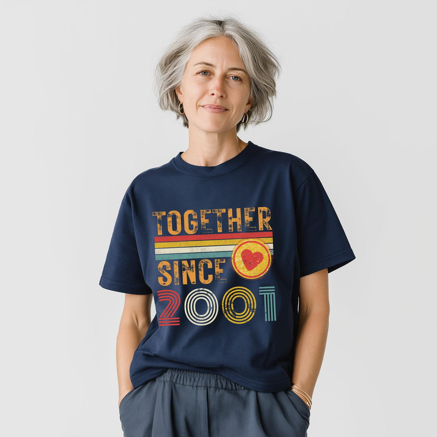 25th Anniversary Couple T-Shirts, Married Since 2001, Silver Anniversary Gift