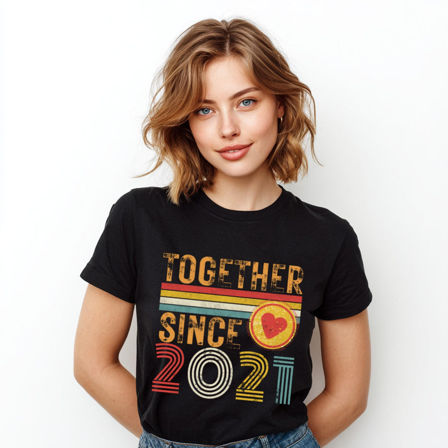 Matching Couple Anniversary T-Shirts, Together Since 2021, Gift for Him and Her