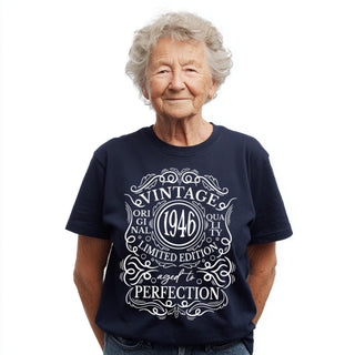 80th Birthday T-Shirt – 1946 Vintage Aged to Perfection