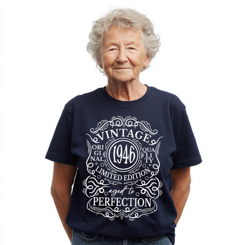 80th Birthday T-Shirt – 1946 Vintage Aged to Perfection