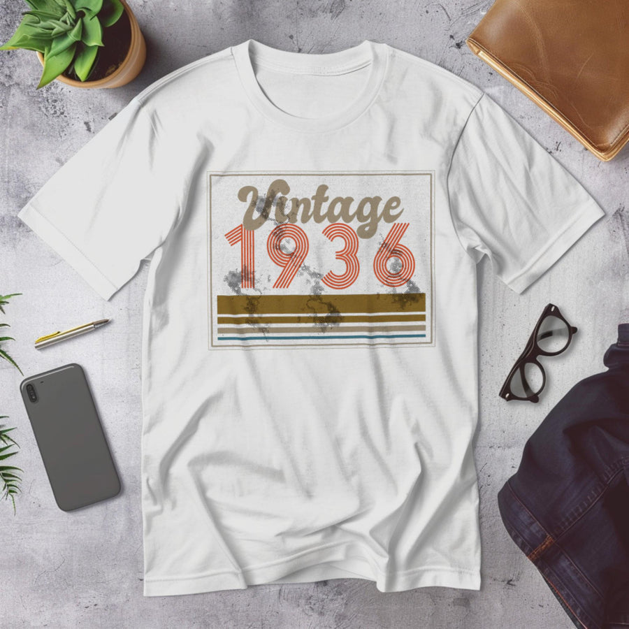 Vintage 1936 Shirt, 90th Birthday Gift, Retro 1936 T-Shirt, Classic Year Tee, Born in 1936, Unisex Vintage Shirt