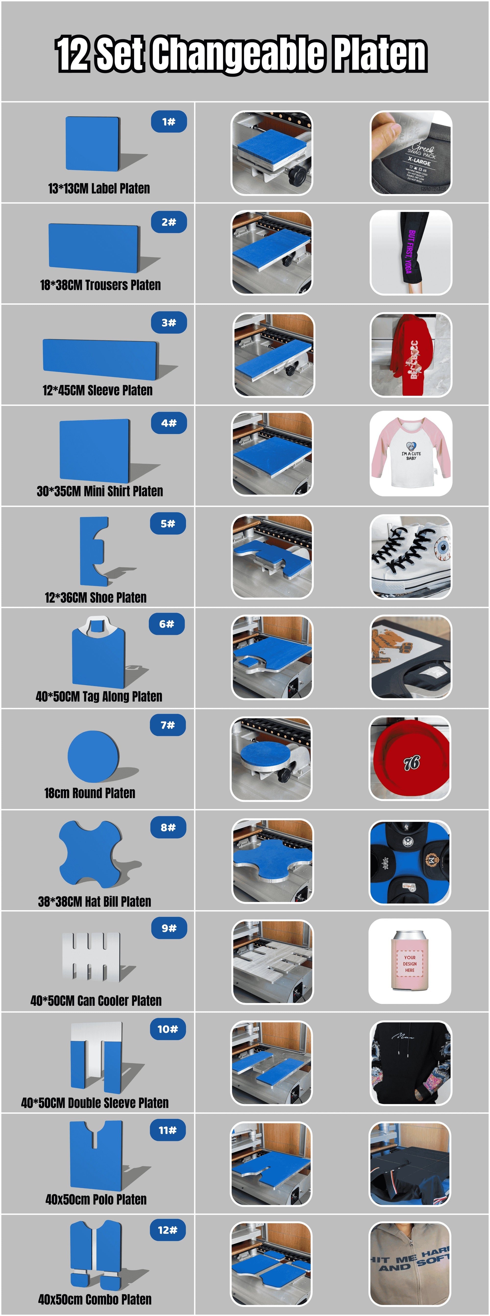 Optional Quick-Changeable Heat Press Platens | Lower Plates for T-Shirts, Sleeves, Shoes & More | DTF.UK Approved
