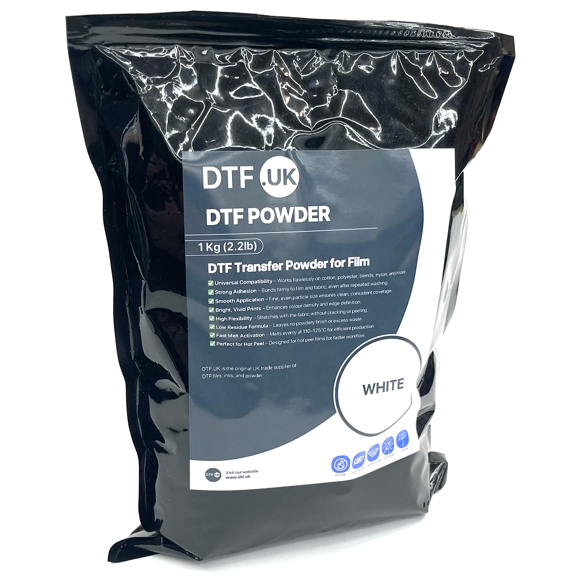 DTF Powder Medium Grain 1kg – Hot Melt Adhesive for DTF Transfers UK