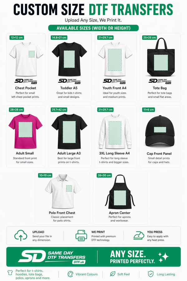 Custom Size DTF Transfers – Upload, Size & Print