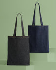 Denim ‘flat base’ shopper